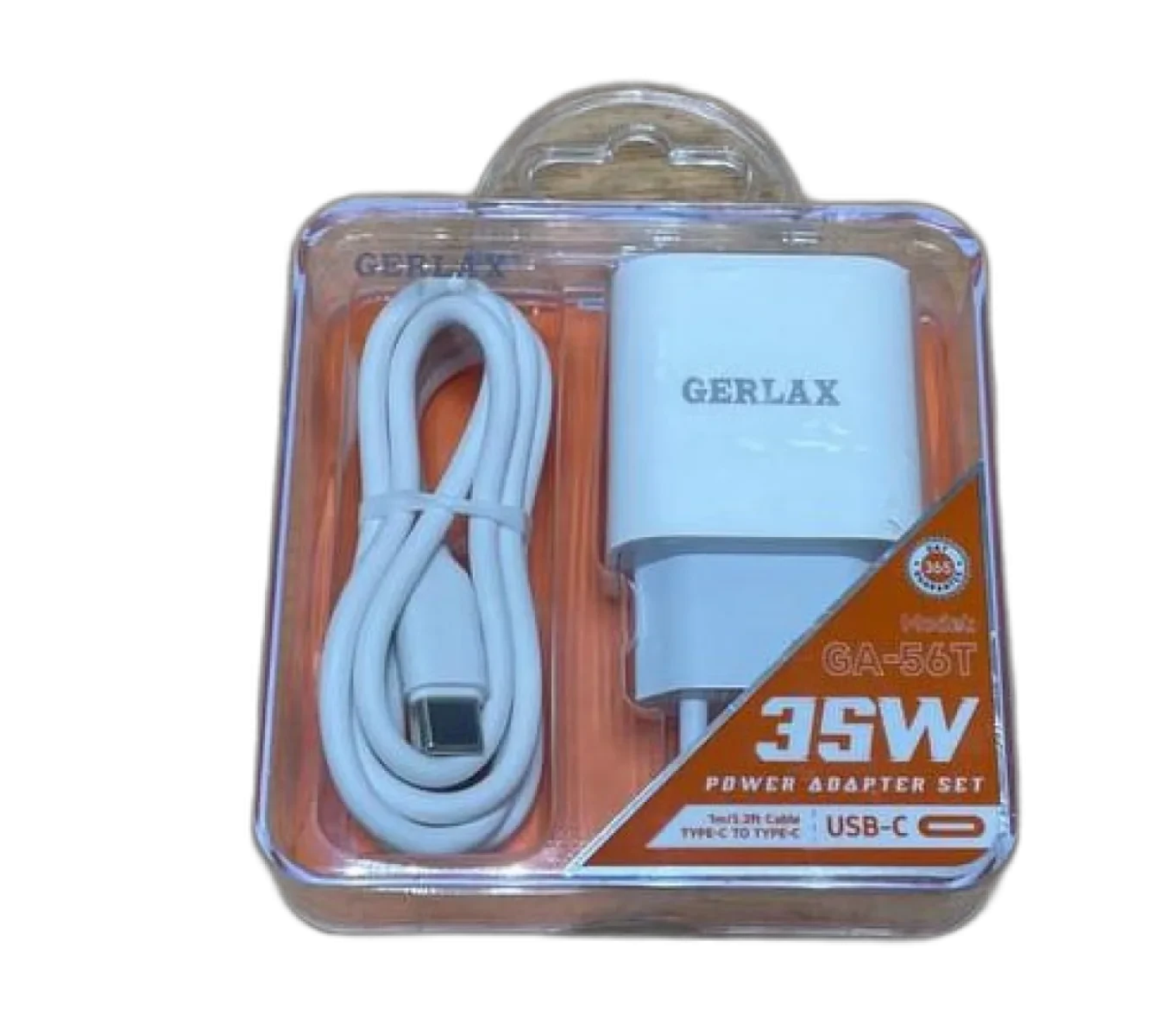 Адаптер Gerlax GA-56T USB-C 35W с кабелем USB-C 1m (White)