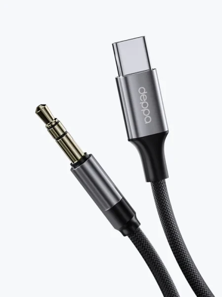 Кабель AUX Deppa USB-C - 3.5mm 1.2m (Black)