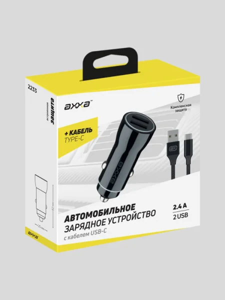 Автомобильное зарядное устройство Axxa 2233 2xUSB-A 12W (Black)