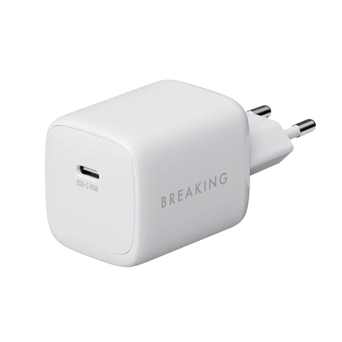Адаптер Breaking P-21 GaN USB-C 45W с кабелем USB-C 1m (White)