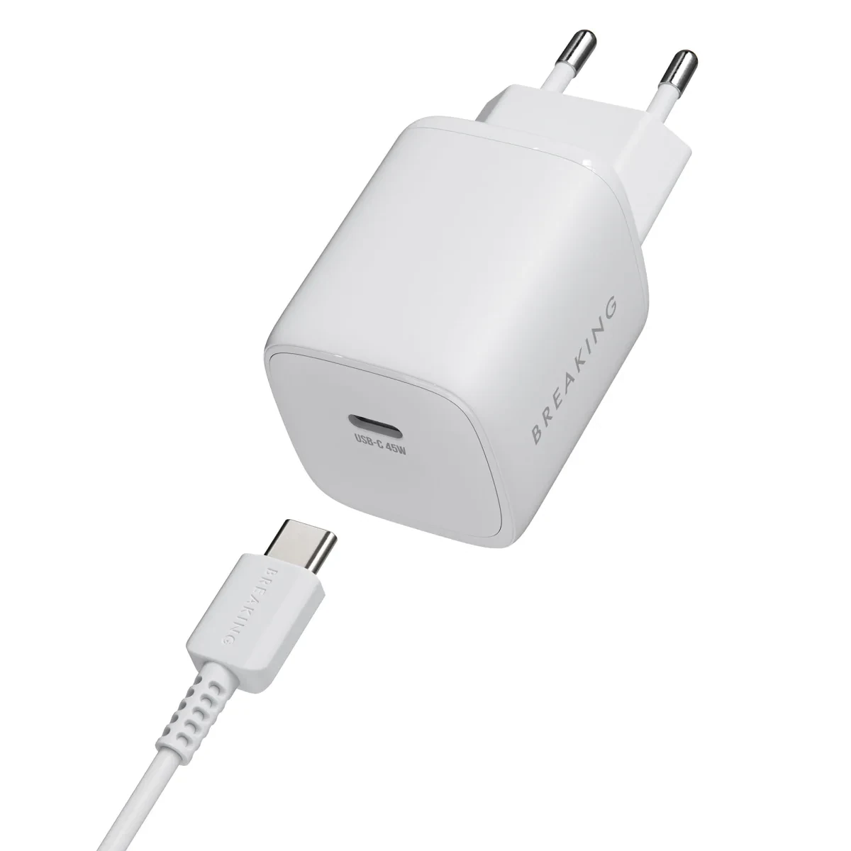 Адаптер Breaking P-21 GaN USB-C 45W с кабелем USB-C 1m (White)