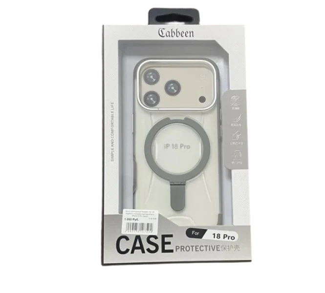 Чехол пластиковый Gabbeen MagSafe с кольцом-подставкой для iPhone 18 Pro max серый