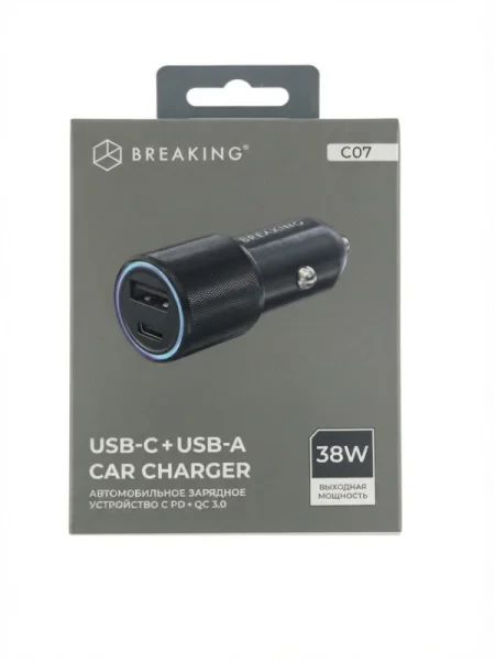 Автомобильное зарядное устройство Breaking C07 USB-A + USB-C 36W (Black)