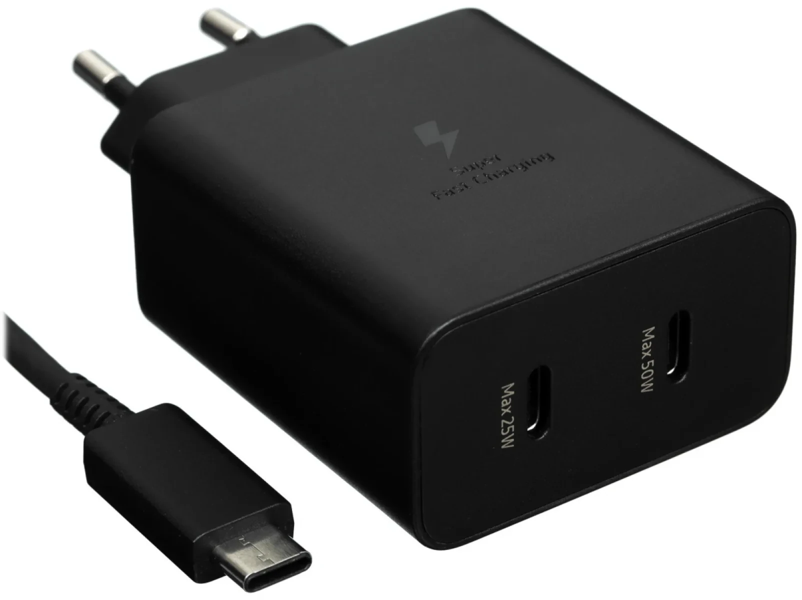 Адаптер Samsung 2xUSB-C 50W с кабелем USB-C 1.8m (Black)
