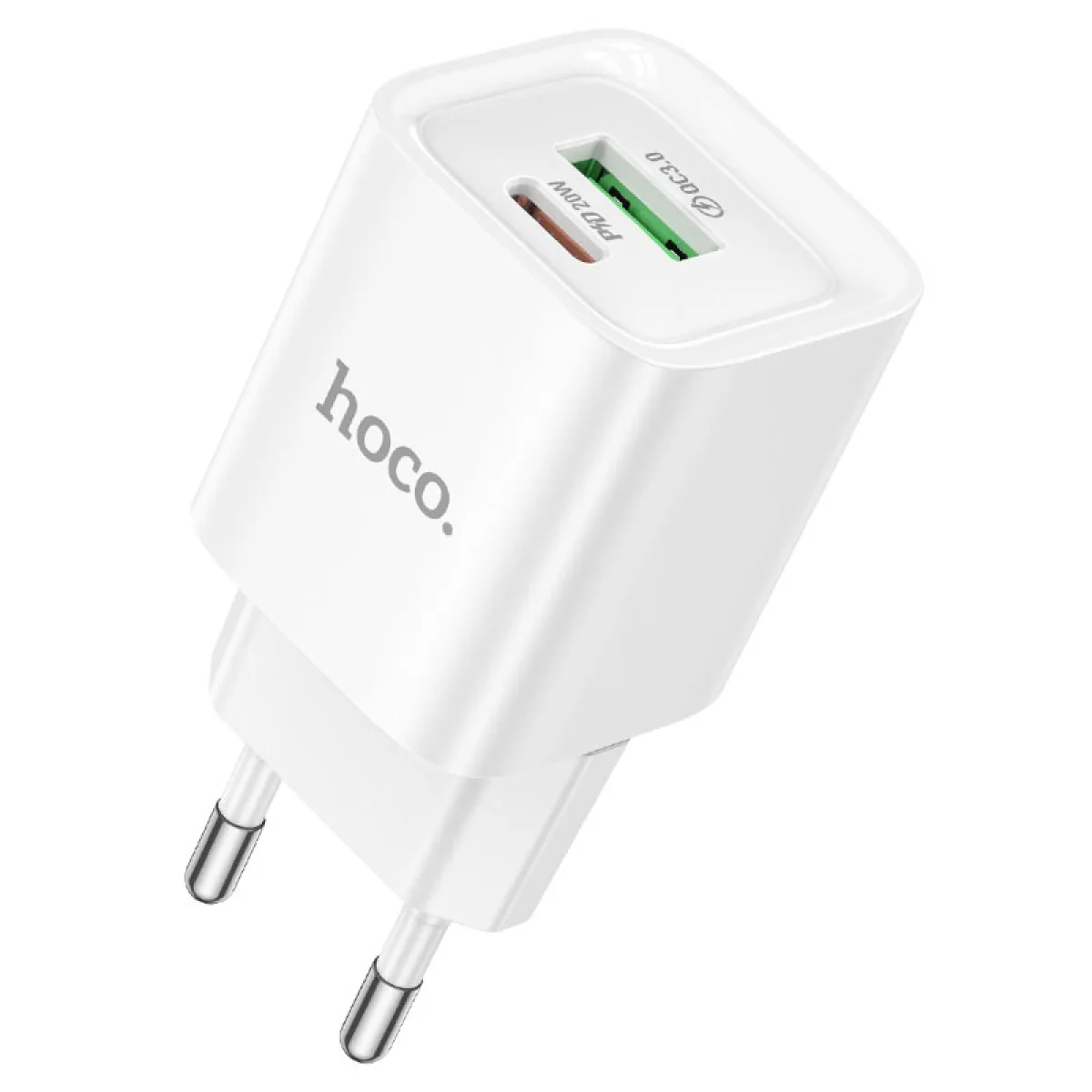 Адаптер Hoco C147A Mini USB-A + USB-C 20W с кабелем Lightning 1m (White)