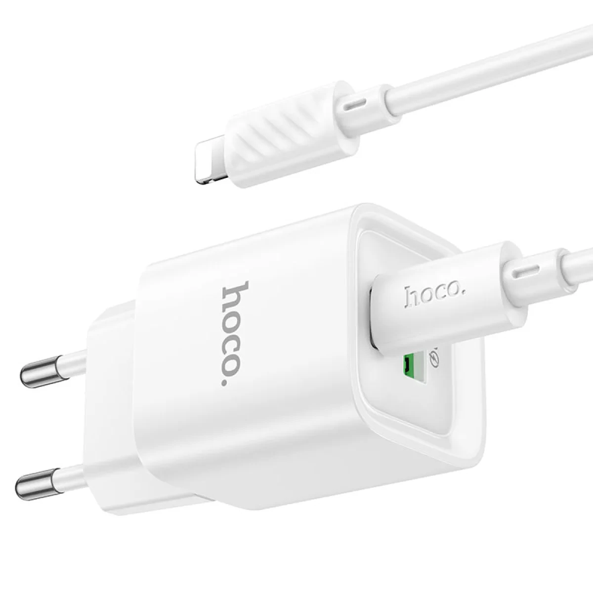 Адаптер Hoco C147A Mini USB-A + USB-C 20W с кабелем Lightning 1m (White)