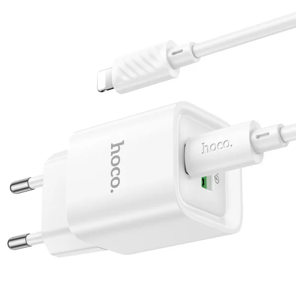 Адаптер Hoco C147A Mini USB-A + USB-C 20W с кабелем Lightning 1m (White)