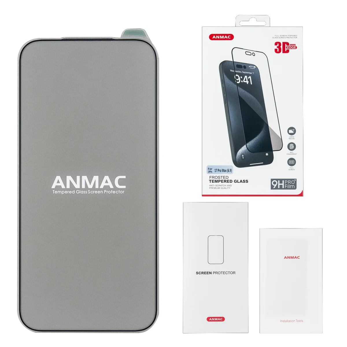 Защитное стекло iPhone 17 Pro ANMAC 3D матовое с сеточкой