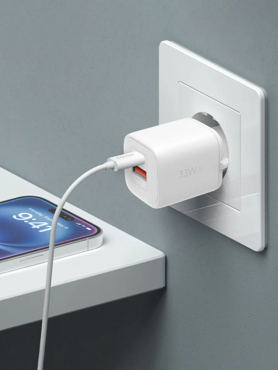 Адаптер Deppa GaN USB-A + USB-C 33W (White)