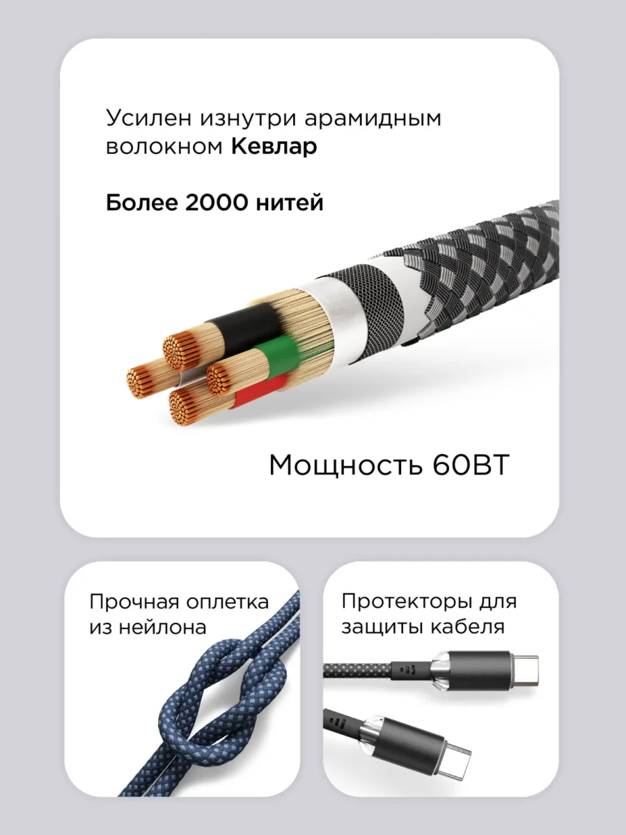 Кабель VLP Diamond USB-C - USB-C 1.2м , темно-серый