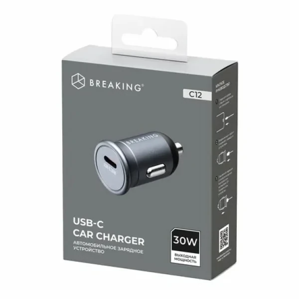 Автомобильное зарядное устройство Breaking C12 mini USB-C 30W (Graphite)