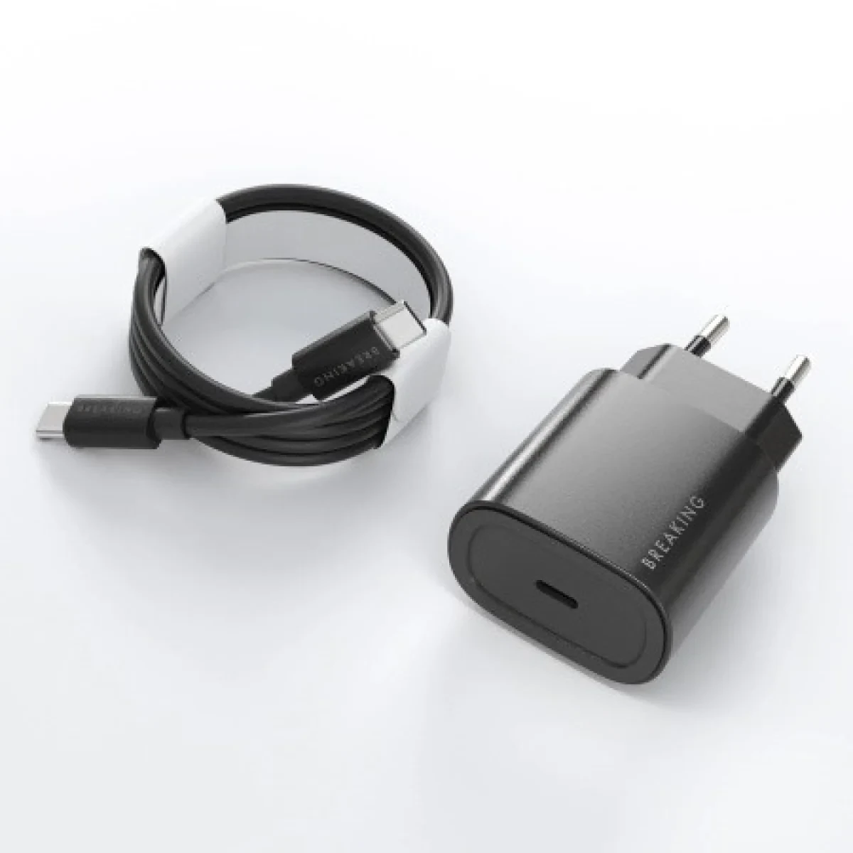 Адаптер Breaking P-08 USB-C 25W с кабелем USB-C 1m (Black)