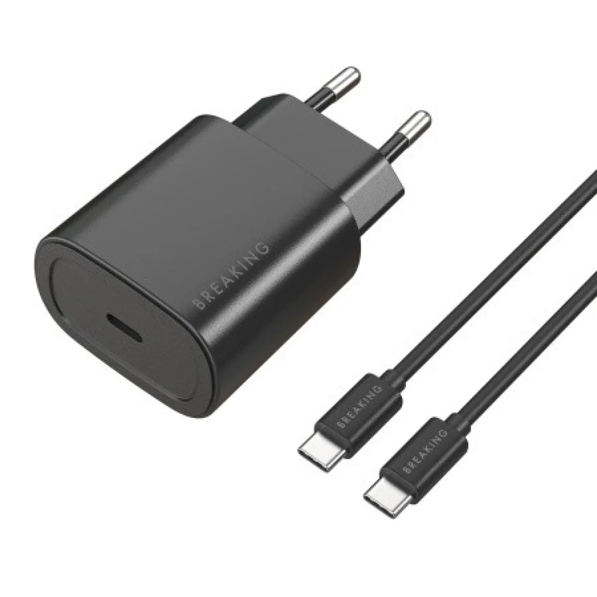 Адаптер Breaking P-08 USB-C 25W с кабелем USB-C 1m (Black)
