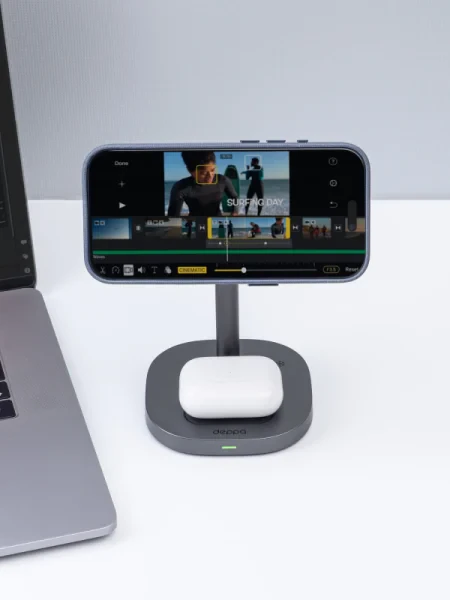 Беспроводная зарядная станция Deppa EVO Power 3 в 1 MagSafe 15W (Gray)