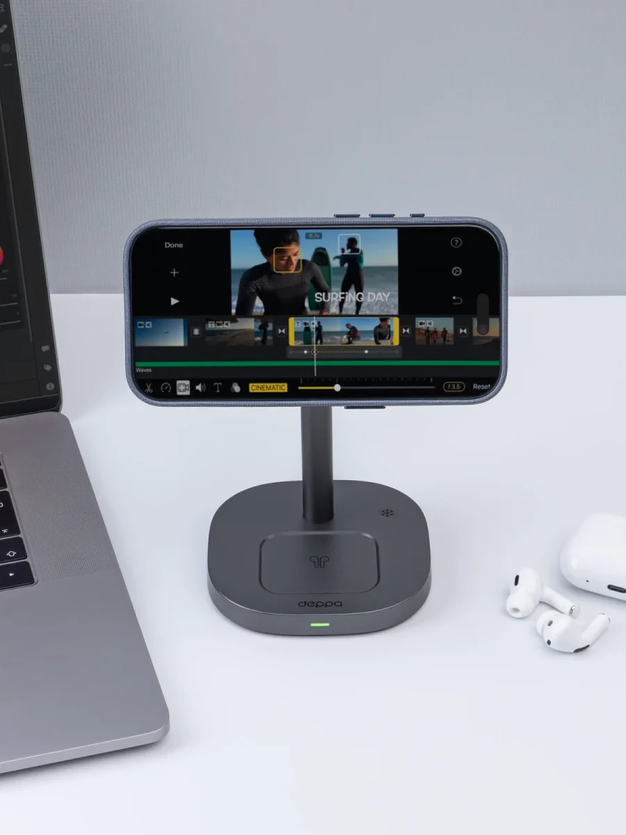 Беспроводная зарядная станция Deppa EVO Power 3 в 1 MagSafe 15W (Gray)
