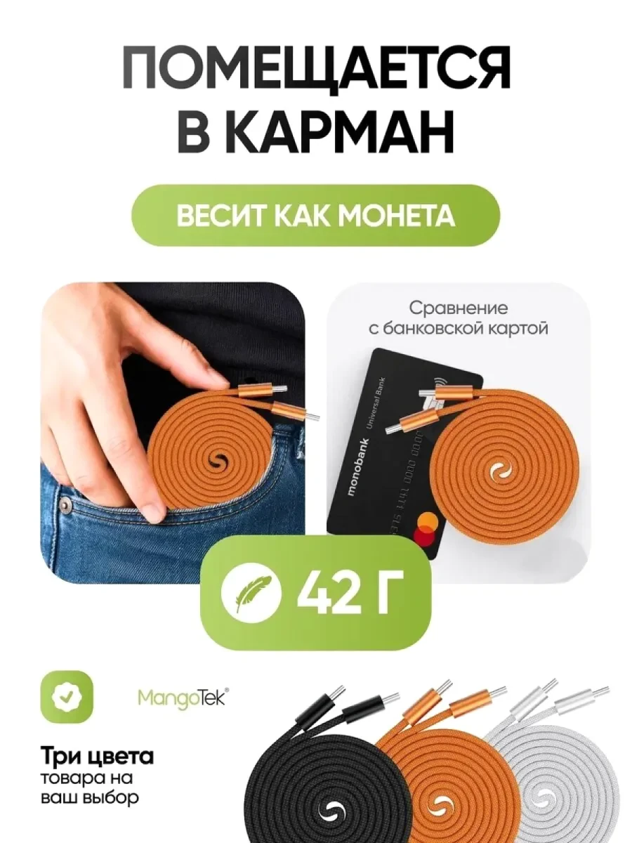 Кабель магнитный MangoTek MGCC16 USB-C - USB-C 240W 1м (Orange)