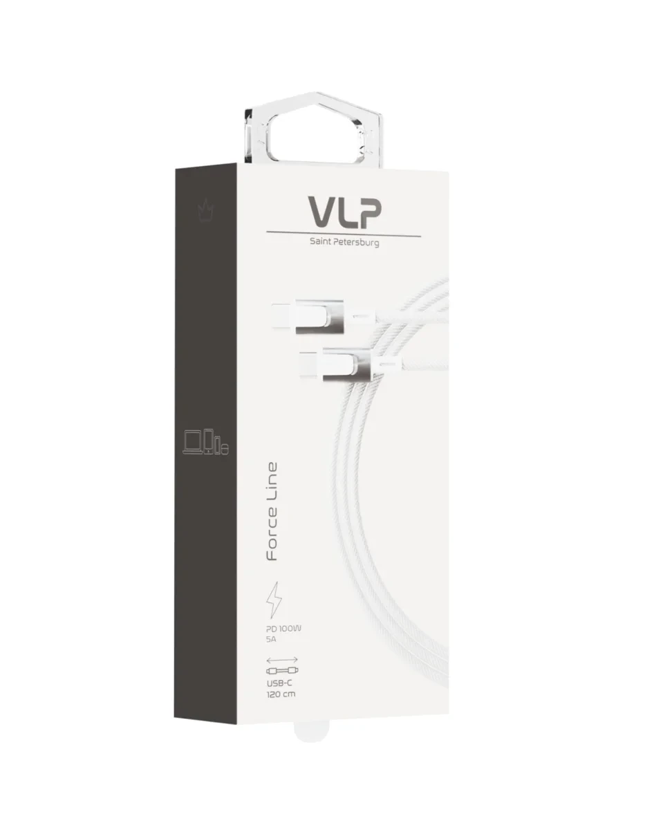 Кабель VLP Force Line USB-C - USB-C 100w, 1.2m, белый