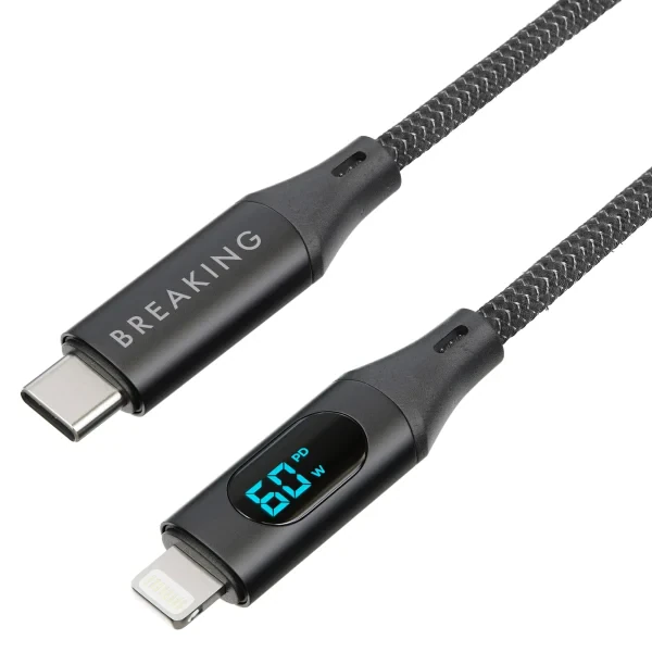 Кабель Breaking K17 USB-C - Lightning 60W, 1.2m, черный