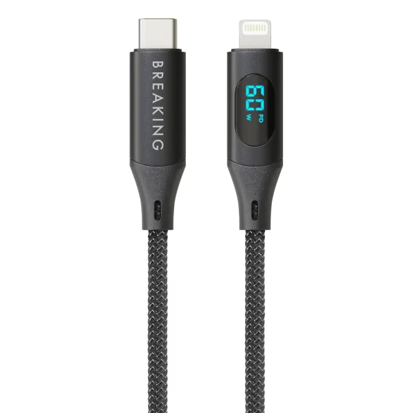 Кабель Breaking K17 USB-C - Lightning 60W, 1.2m, черный