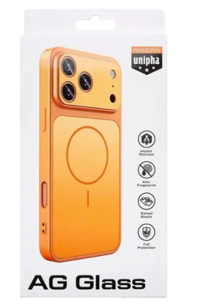 Чехол AG Glass with MagSafe для iPhone 17 Pro Max Orange