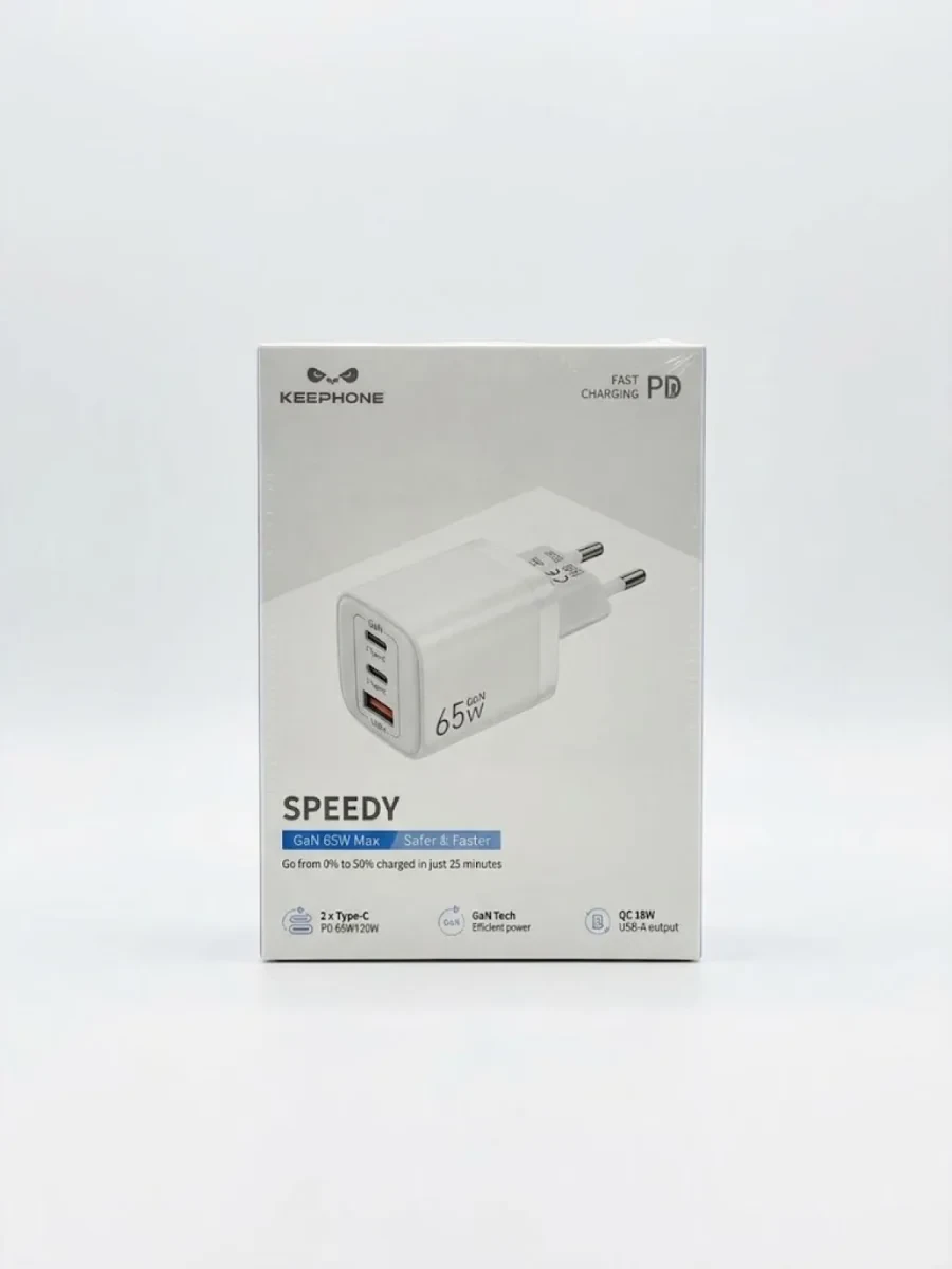 Адаптер Keephone Speedy 2xUSB-C + USB-A 65W (White)