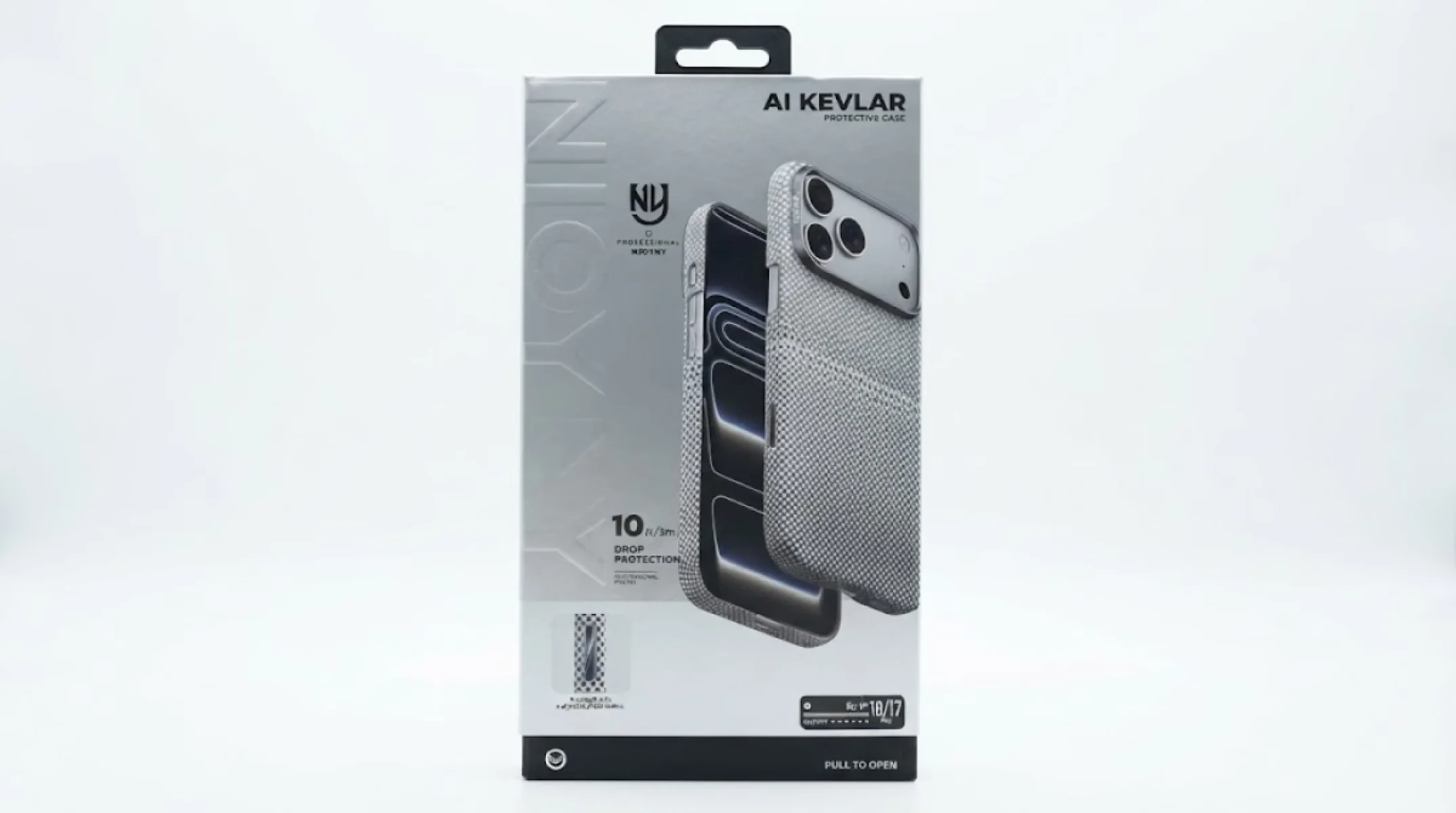 Чехол Njoyny с MagSafe для iPhone 17 Pro / 18 Pro под карбон (Silver)