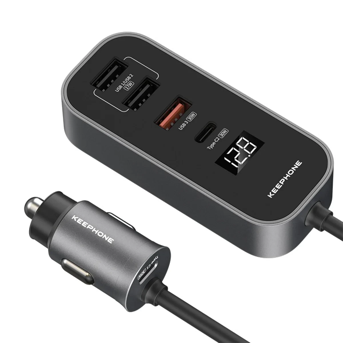 Автомобильное зарядное устройство Keephone CC14 RevAmp 3xUSB-A + 2xUSB-C 107W (Gunmetal)
