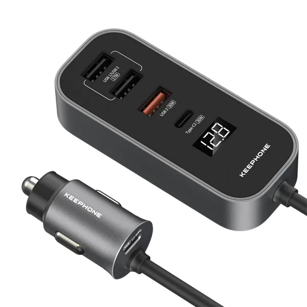 Автомобильное зарядное устройство Keephone CC14 RevAmp 3xUSB-A + 2xUSB-C 107W (Gunmetal)