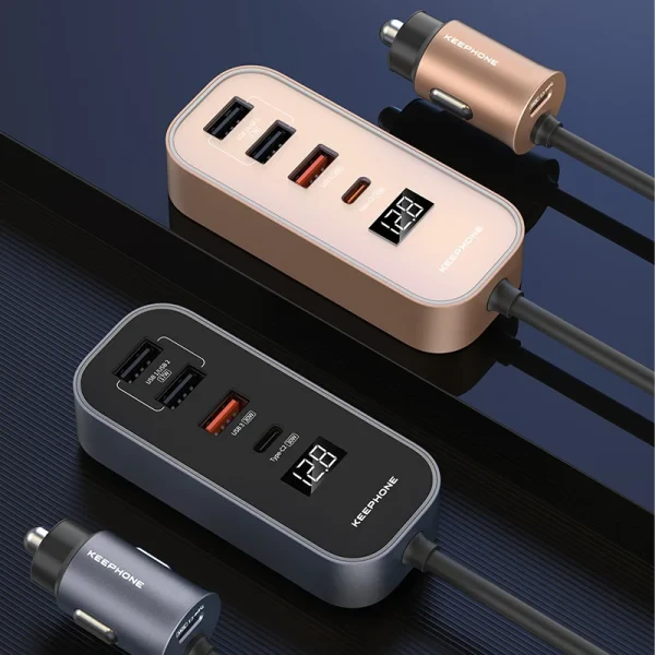 Автомобильное зарядное устройство Keephone CC14 RevAmp 3xUSB-A + 2xUSB-C 107W (Gunmetal)