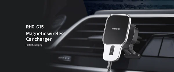 Автомобильный держатель Recci RHO-C15 MagSafe с беспроводной зарядкой (Black)