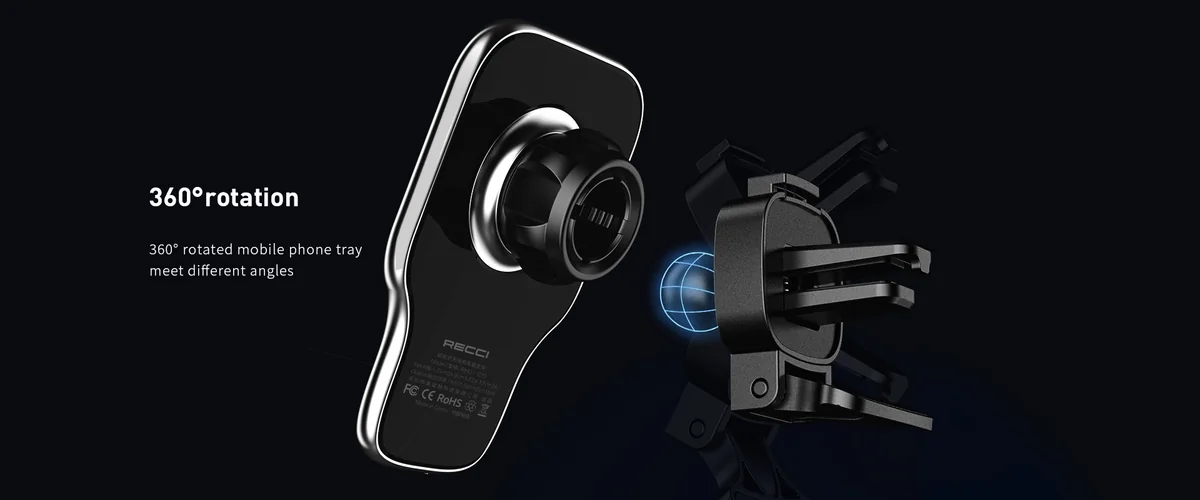 Автомобильный держатель Recci RHO-C15 MagSafe с беспроводной зарядкой (Black)