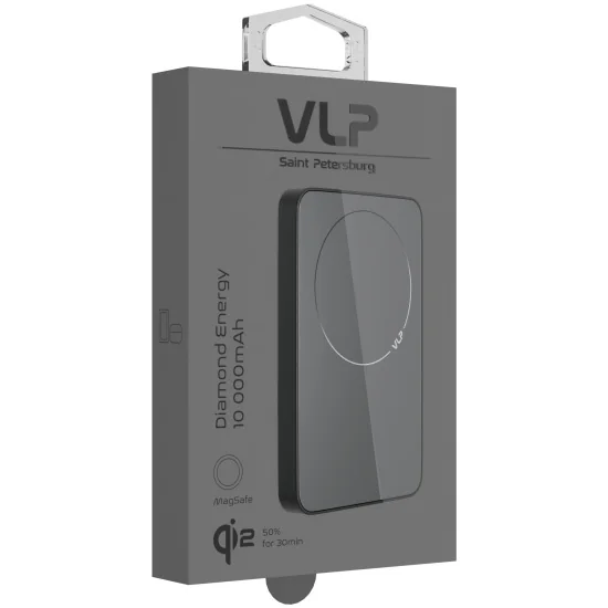 Внешний аккумулятор VLP Diamond Energy MagSafe, Qi2, 10000 mAh, USB-C, (Black Titan)