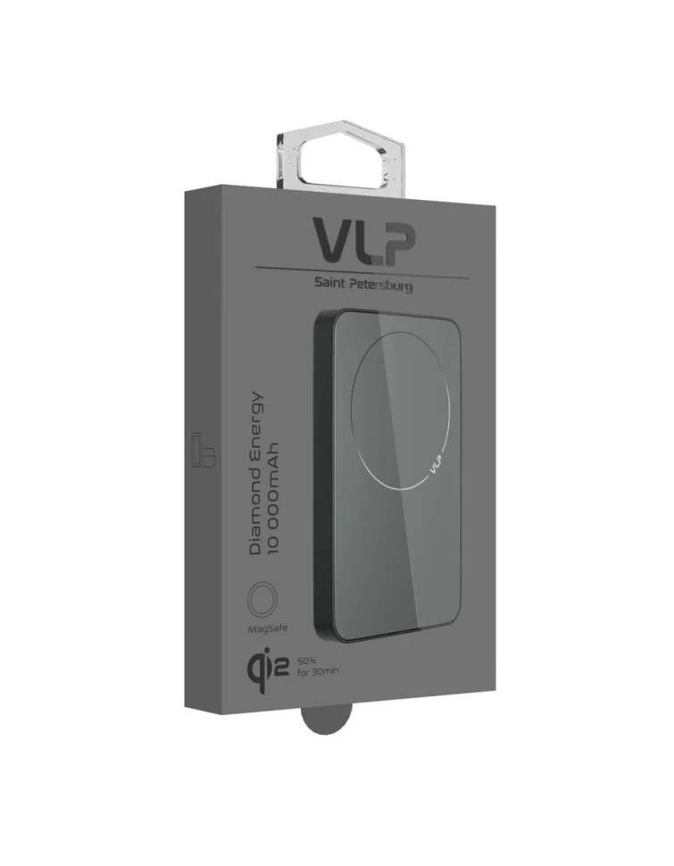 Внешний аккумулятор VLP Diamond Energy MagSafe, Qi2, 10000 mAh, USB-C, (Black Titan)