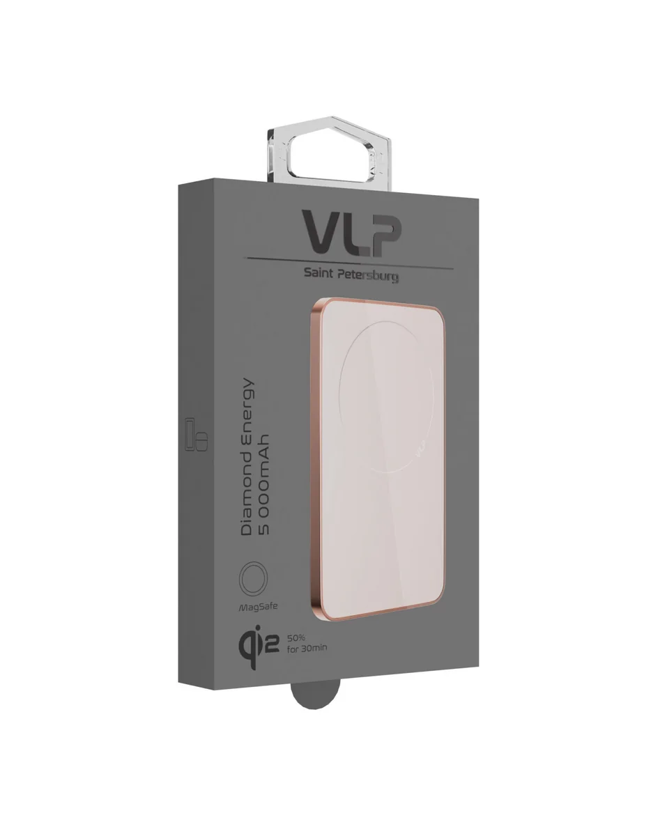 Внешний аккумулятор VLP Diamond Energy MagSafe, Qi2, 5000 mAh, USB-C, пустынный титан