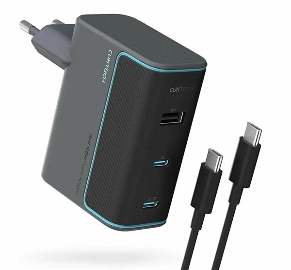 Адаптер Xiaomi Cuktech AD1003EU GaN 2xUSB-C + USB-A 100W с кабелем USB-C 1m (Gray)