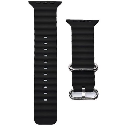 Ремешок рифленый силиконовый для Apple Watch 38/40/41, черный