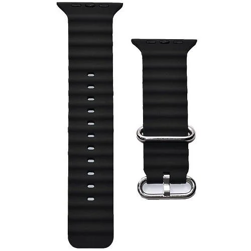Ремешок рифленый силиконовый для Apple Watch 38/40/41, черный