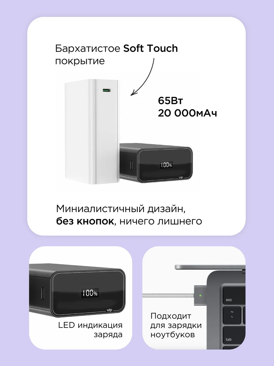 Внешний аккумулятор VLP B-Energy 20000mah (черный)