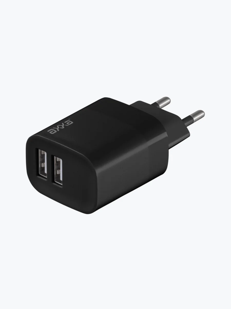 Адаптер Axxa 2xUSB-A 12W с кабелем Lightning 1m (Black)