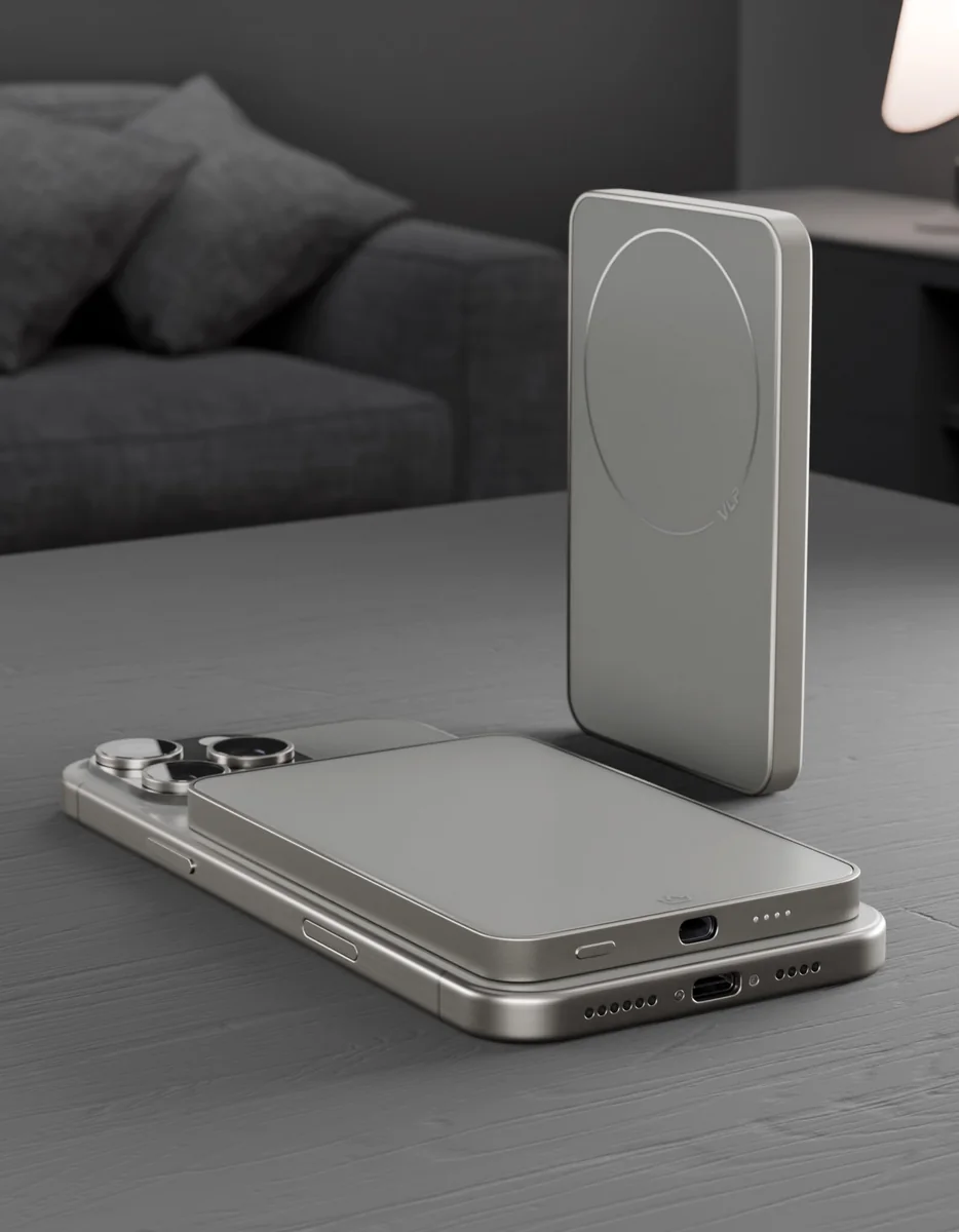 Внешний аккумулятор VLP Diamond Energy MagSafe, Qi2, 5000 mAh, USB-C, натуральный титан
