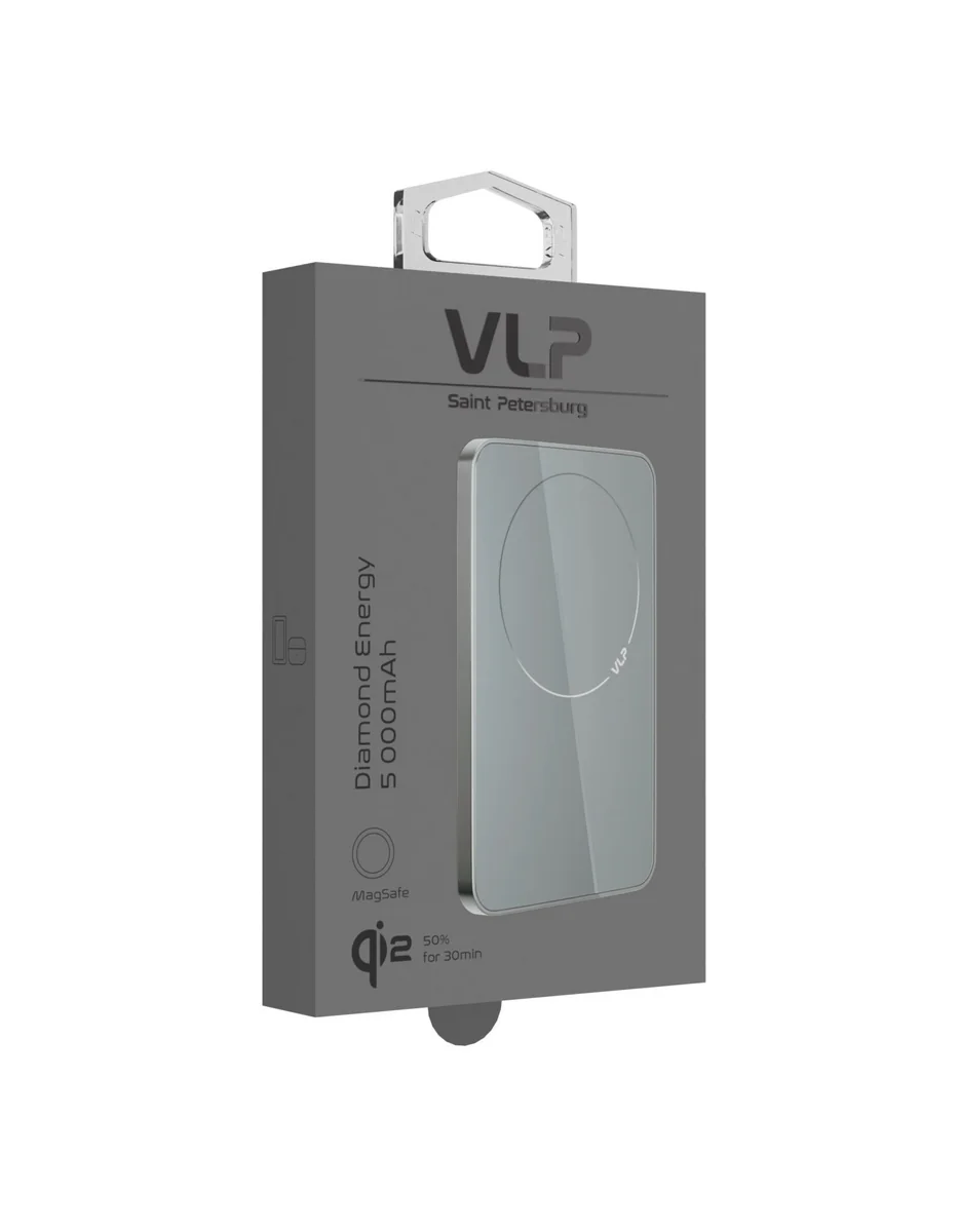 Внешний аккумулятор VLP Diamond Energy MagSafe, Qi2, 5000 mAh, USB-C, натуральный титан
