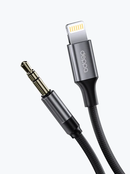 Кабель AUX Deppa Lightning - 3.5mm 1.2m (Black)