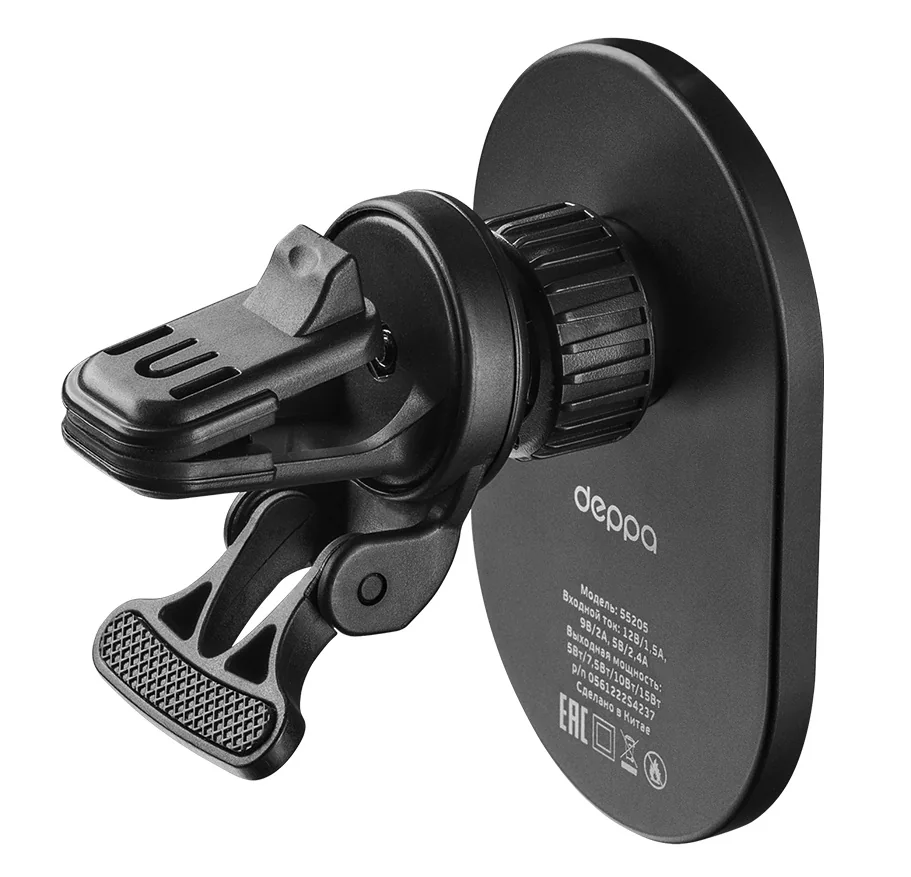Автомобильный держатель Deppa Flat MagSafe с беспроводной зарядкой (Black)