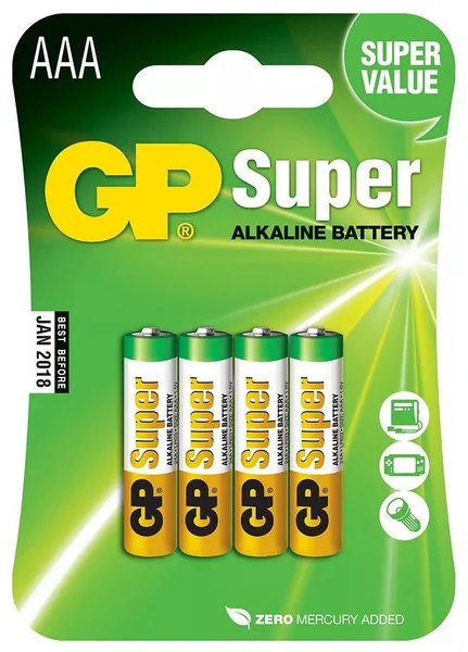 Батарейка GP Super Alkaline Battery GP24A-2CR4 AAA*4