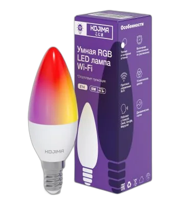 Умная светодиодная лампочка RGB c Wi-Fi Kojima E14 5W