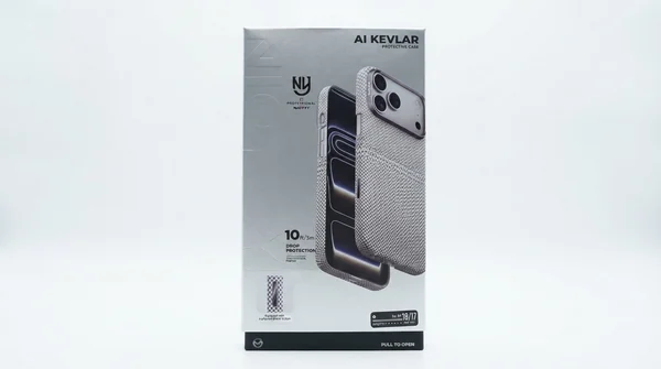 Чехол Njoyny с MagSafe для iPhone 17 Pro Max / 18 Pro Max под карбон (Silver)