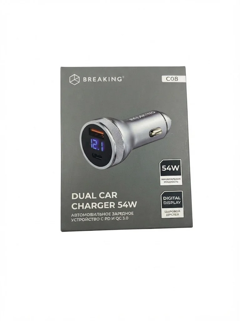 Автомобильное зарядное устройство Breaking C08 USB-A + USB-C 54W (Graphite)