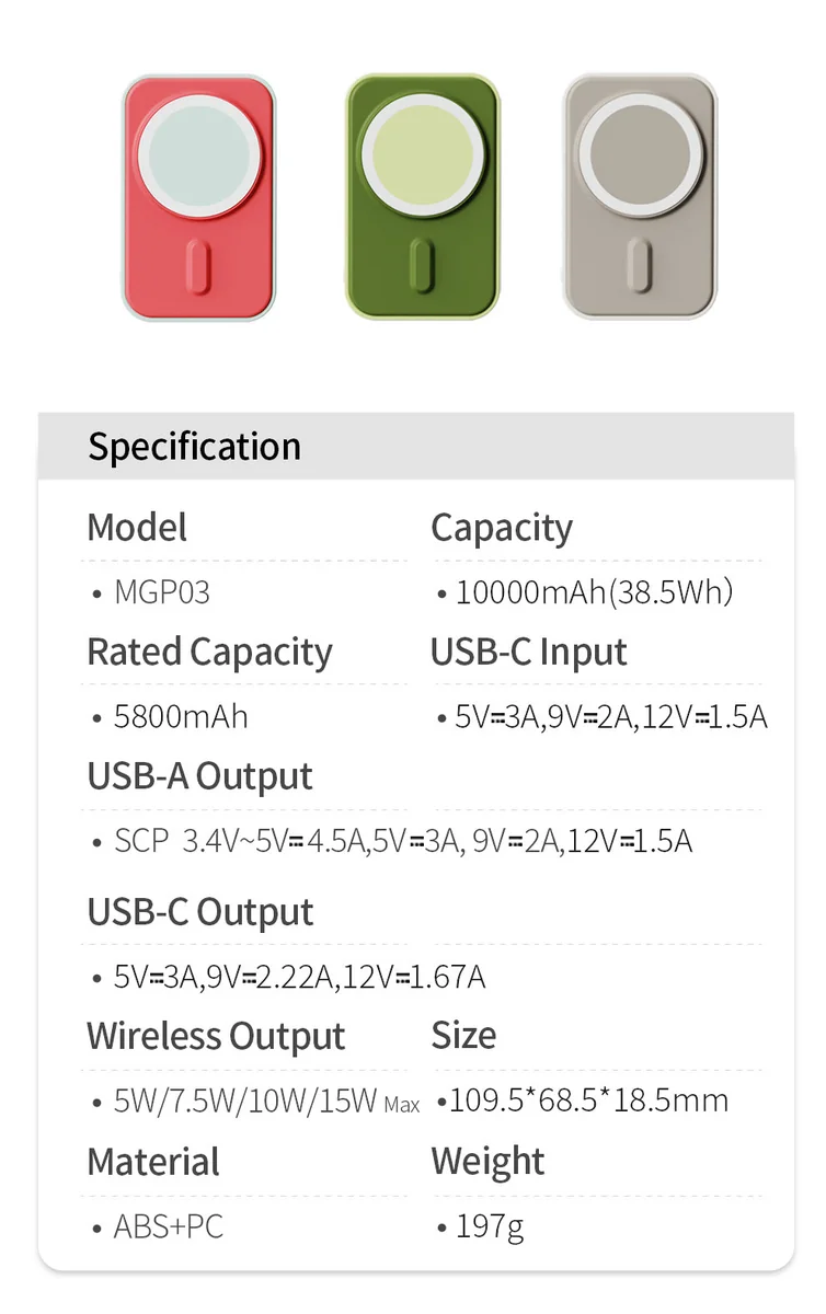 Внешний аккумулятор MangoTek MagSafe MGP03 10000mAh (Milk Coffee)