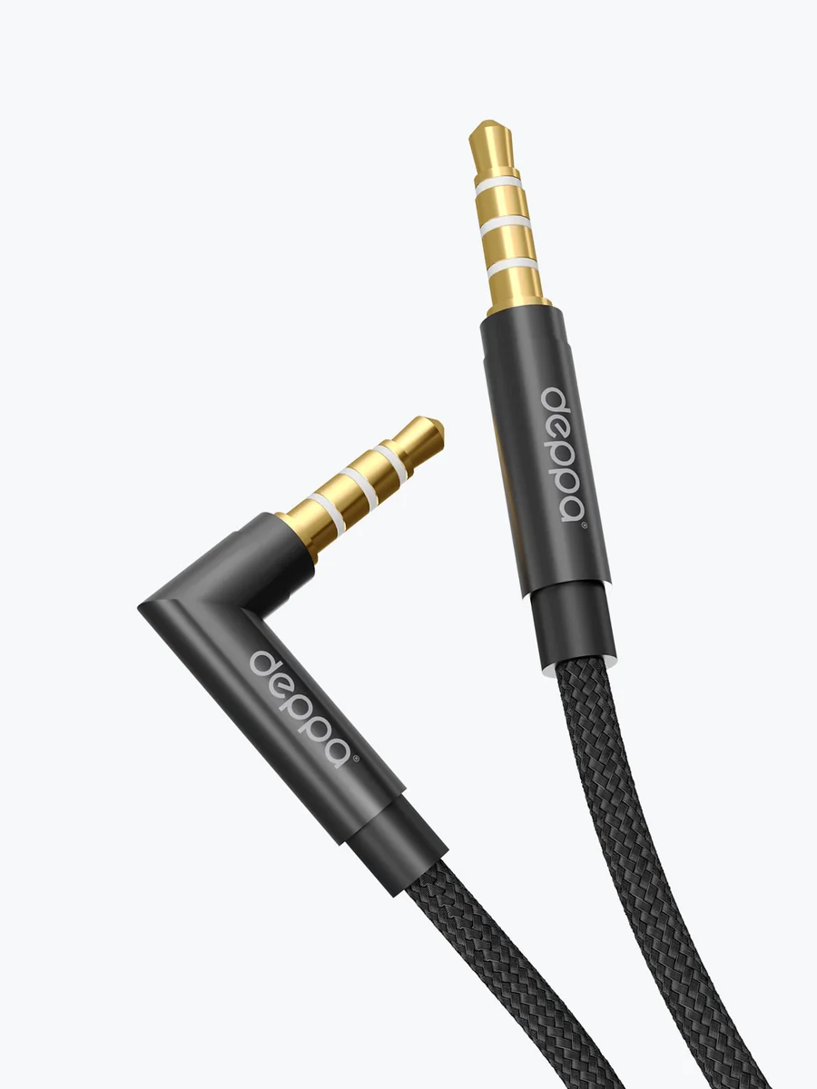 Кабель AUX Deppa 3.5mm - 3.5mm нейлон 1.2m (Black)