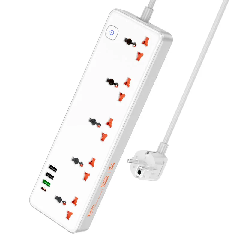 Сетевой фильтр Hoco AC14A 5 розеток + 3xUSB-A + USB-C 1.5m (White)